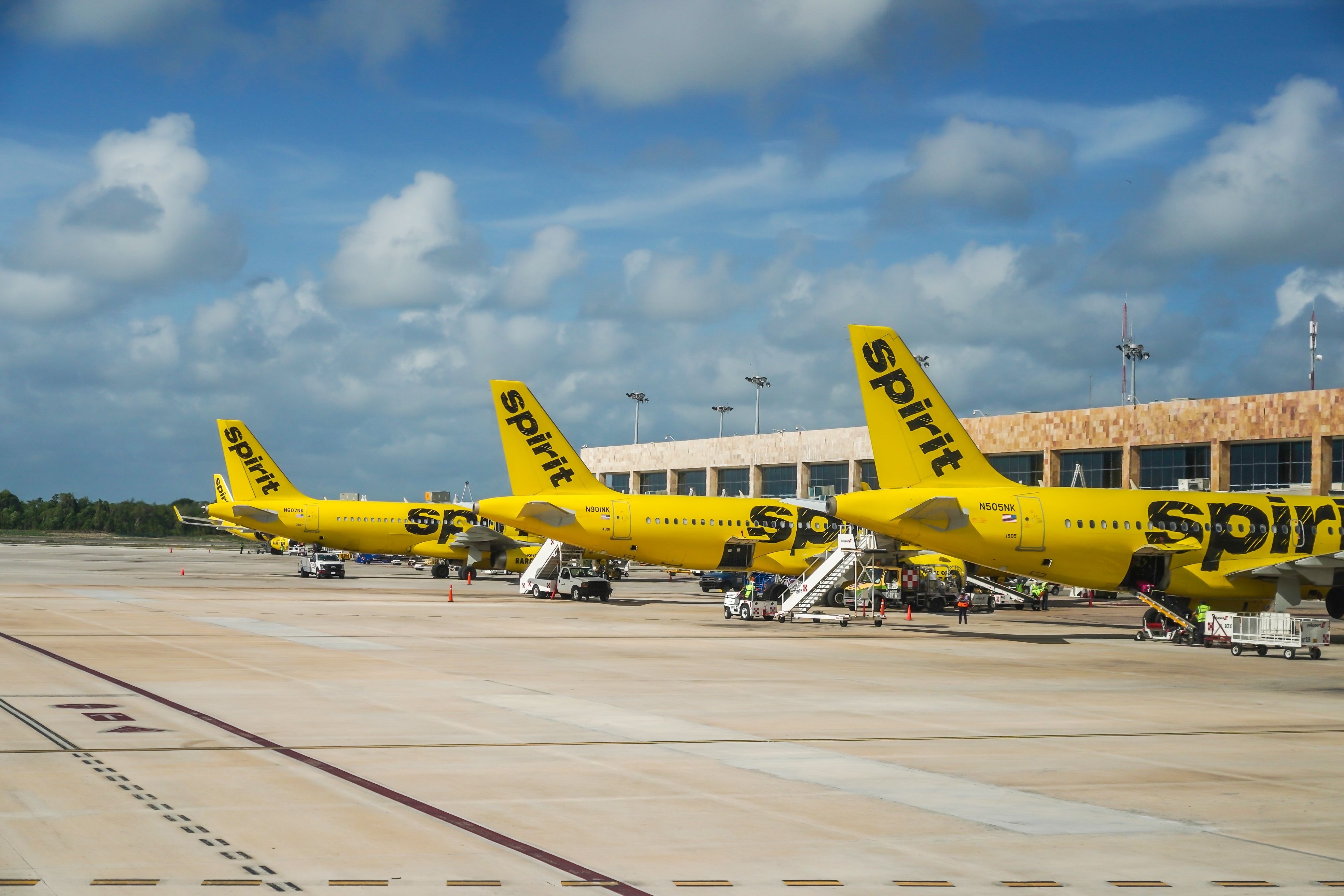 Spirit Airlines aircraft in Cancun, Mexico 