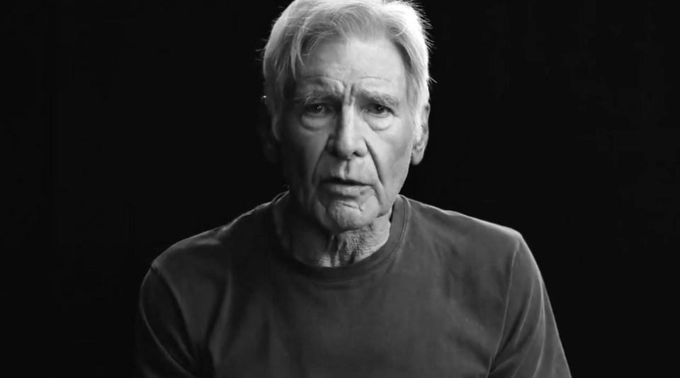 Actor Harrison Ford in a pro-Harris video appeal