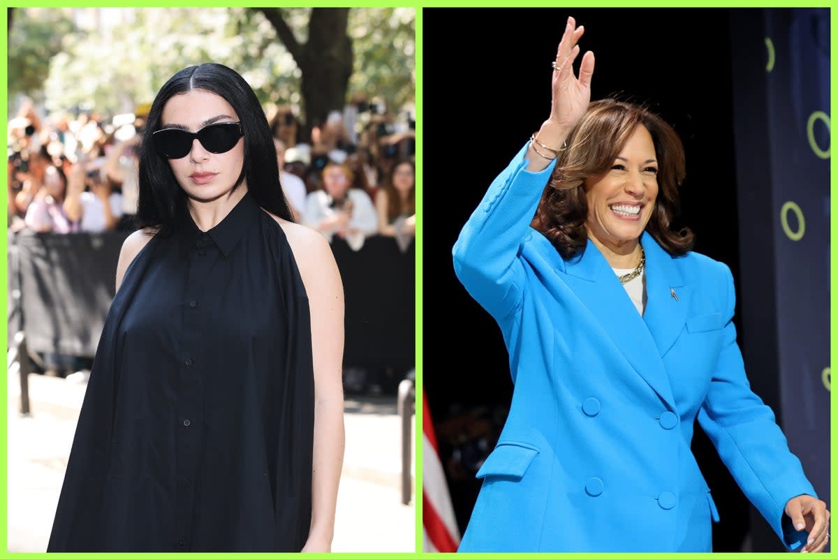 Harris’s campaign leaned into an expression of support from ‘Brat’ star Charli XCX (Getty)