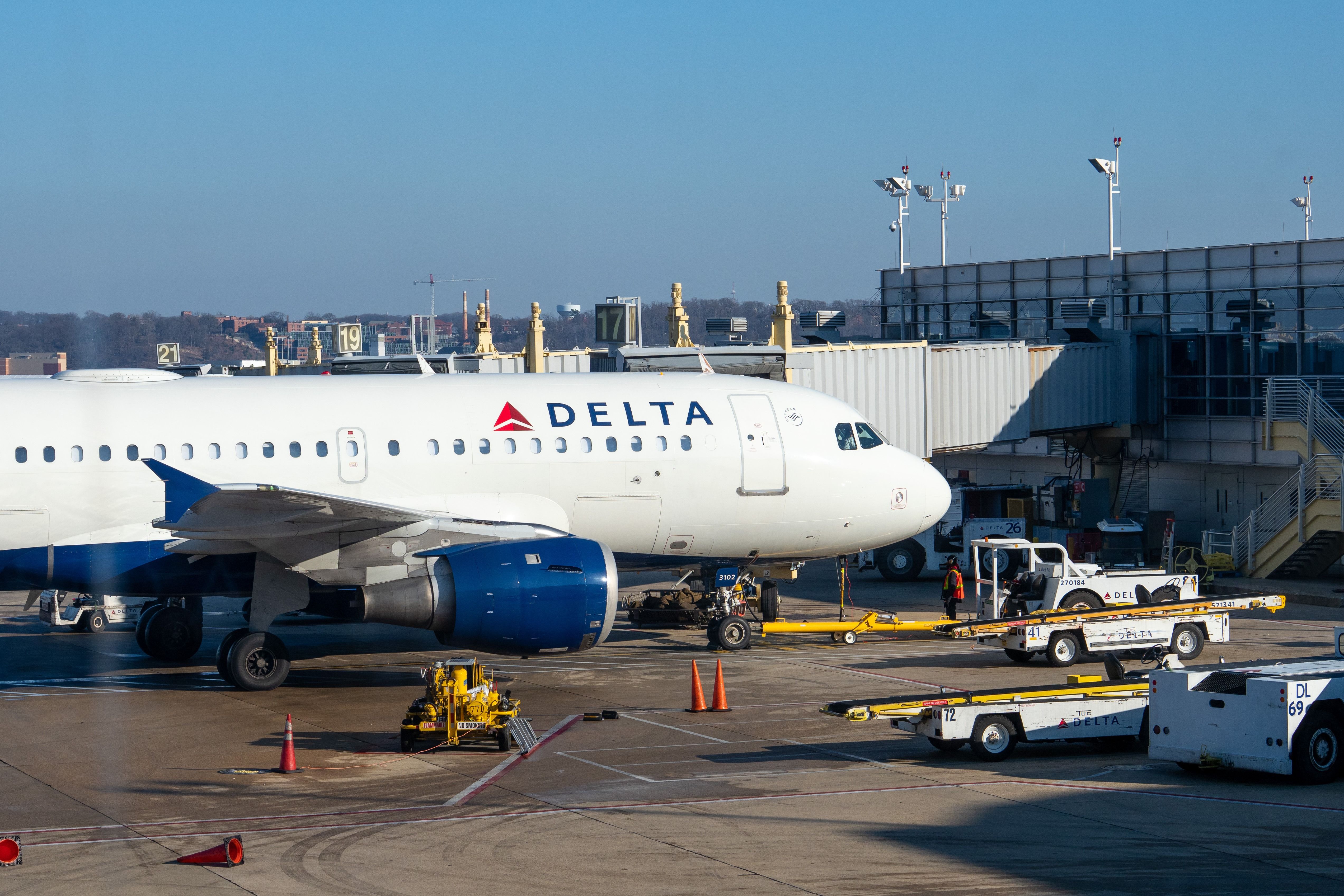 Delta Air Lines Airbus A319 at the gate.