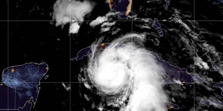 Tracking Hurricane Rafael storm path as it makes landfall