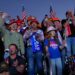 Supporters listen as Republican presidential nominee former President Donald Trump speaks during a campaign rally at Arnold Palmer Regional Airport, Saturday, Oct. 19, 2024, in Latrobe, Pa.