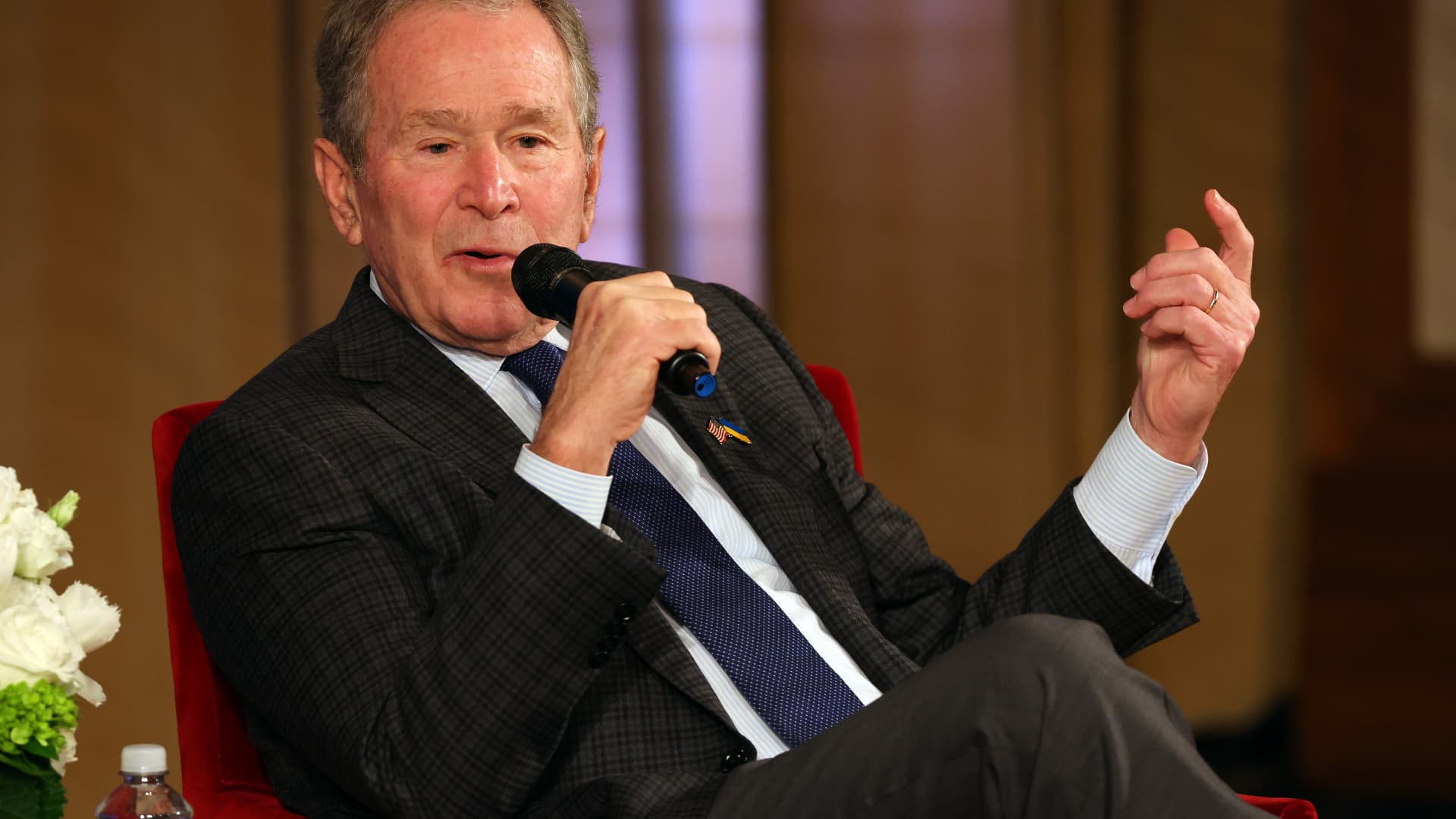 Former President George W. Bush speaks during the Struggle for Freedom Conference at George W. Bush Presidential Center on November 16, 2022 in Dallas, Texas. T