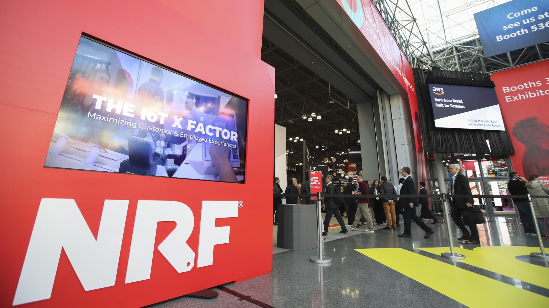 Visitors enter the National Retail Federation's 2020 Vision: Retail's Big Show, at the Javits Center in New York City, Jan. 12, 2020.