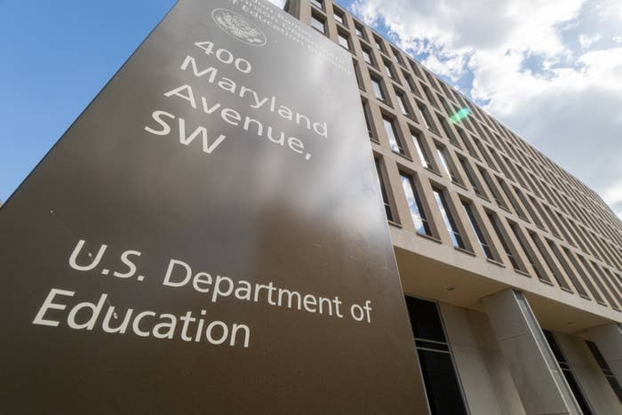 Sign in front of the U.S. Department of Education building, displaying the address: 400 Maryland Avenue, SW