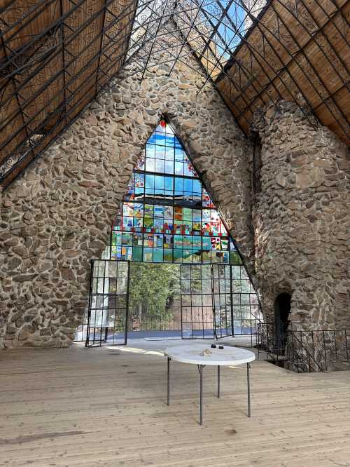 Interior shot of stained glass at Bishop Castle in Rye, Colorado