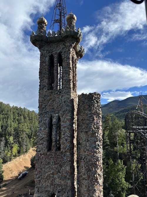 Exterior shot of tower at Bishop Castle in Rye, Colorado