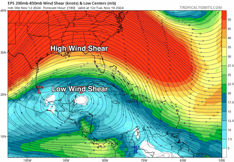 Wind shear forecast for next Tuesday, Nov. 19