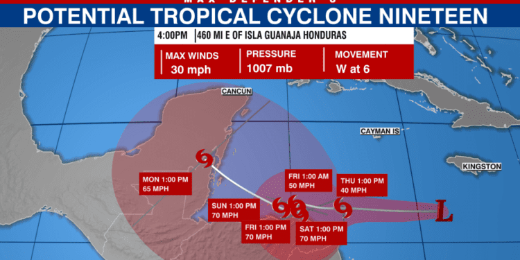 Potential Tropical Cyclone Nineteen expected to become tropical storm Thursday