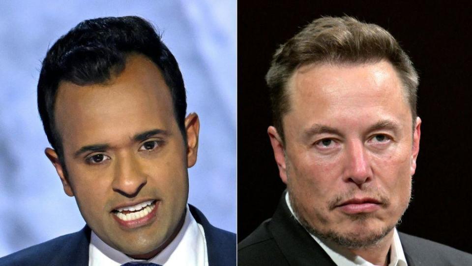 Side by side image of Vivek Ramaswamy and Elon Muk 