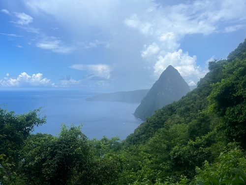 A view of St. Lucia from the second mandatory stop on the hike up Gros Piton.