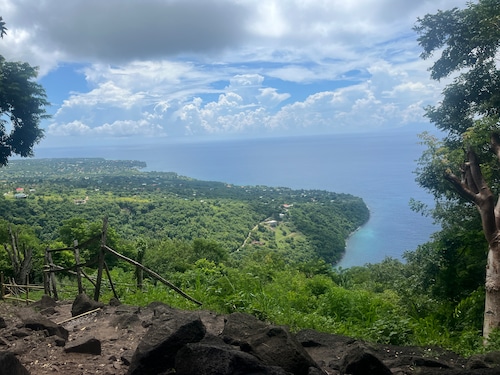 A view of St. Lucia from the first mandatory stop on the hike up Gros Piton.