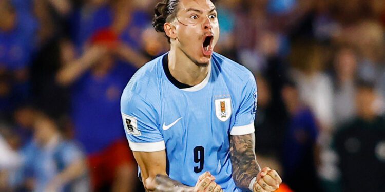 Liverpool striker Darwin Nunez spotted celebrating in ex-Everton star's face after 101st minute Uruguay winner