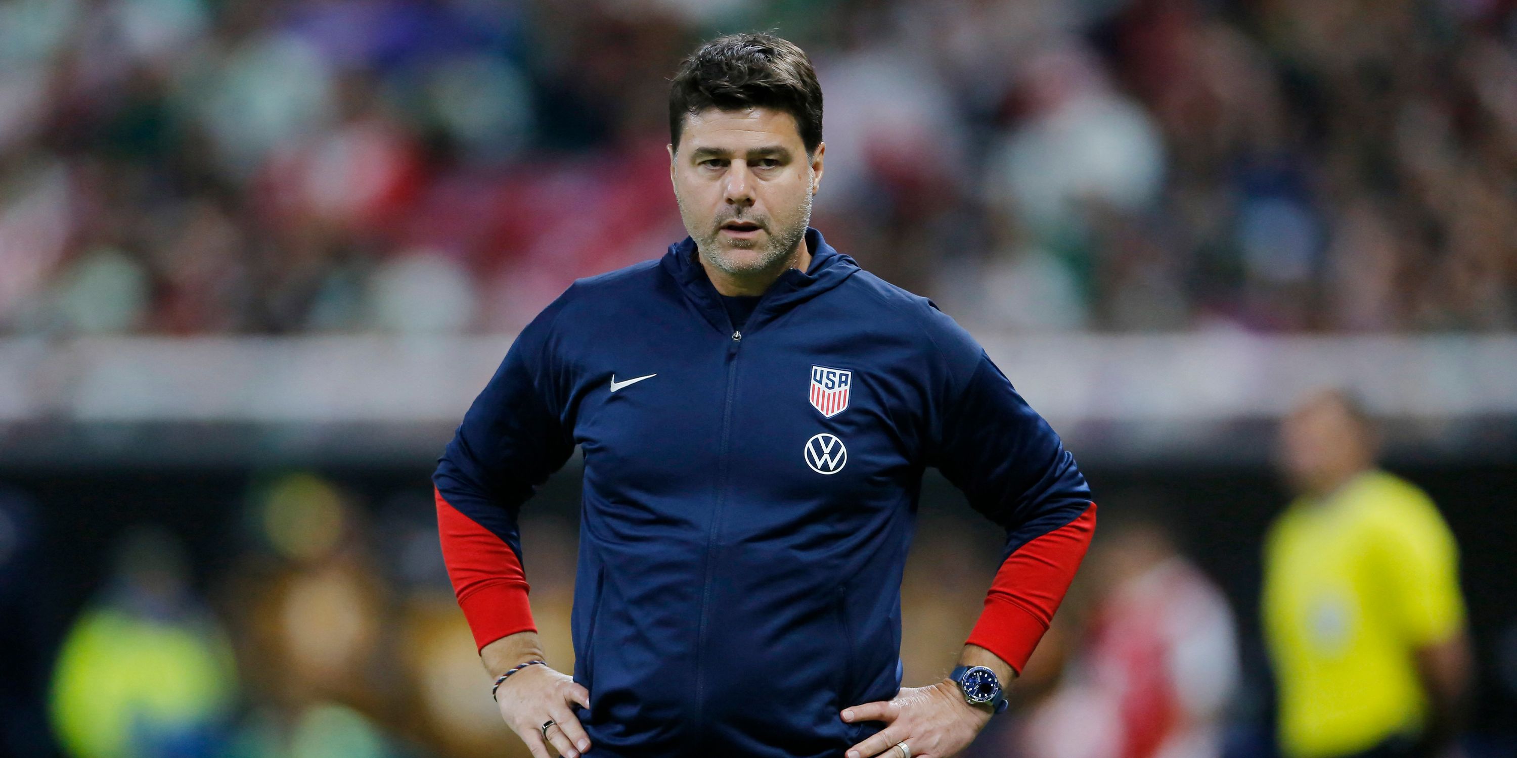 USMNT head coach Mauricio Pochettino looks on during a friendly match against Mexico