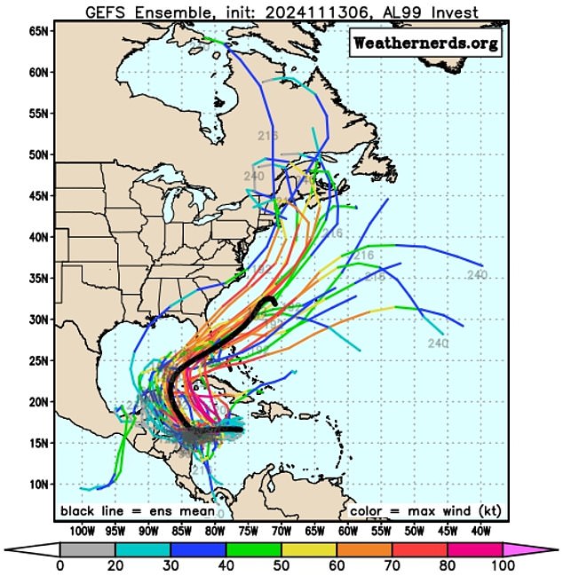 Meteorologists are monitoring several scenarios of the storm's path, but AccuWeather noted one for sure shows Sara hitting Florida 'significant impacts next week'