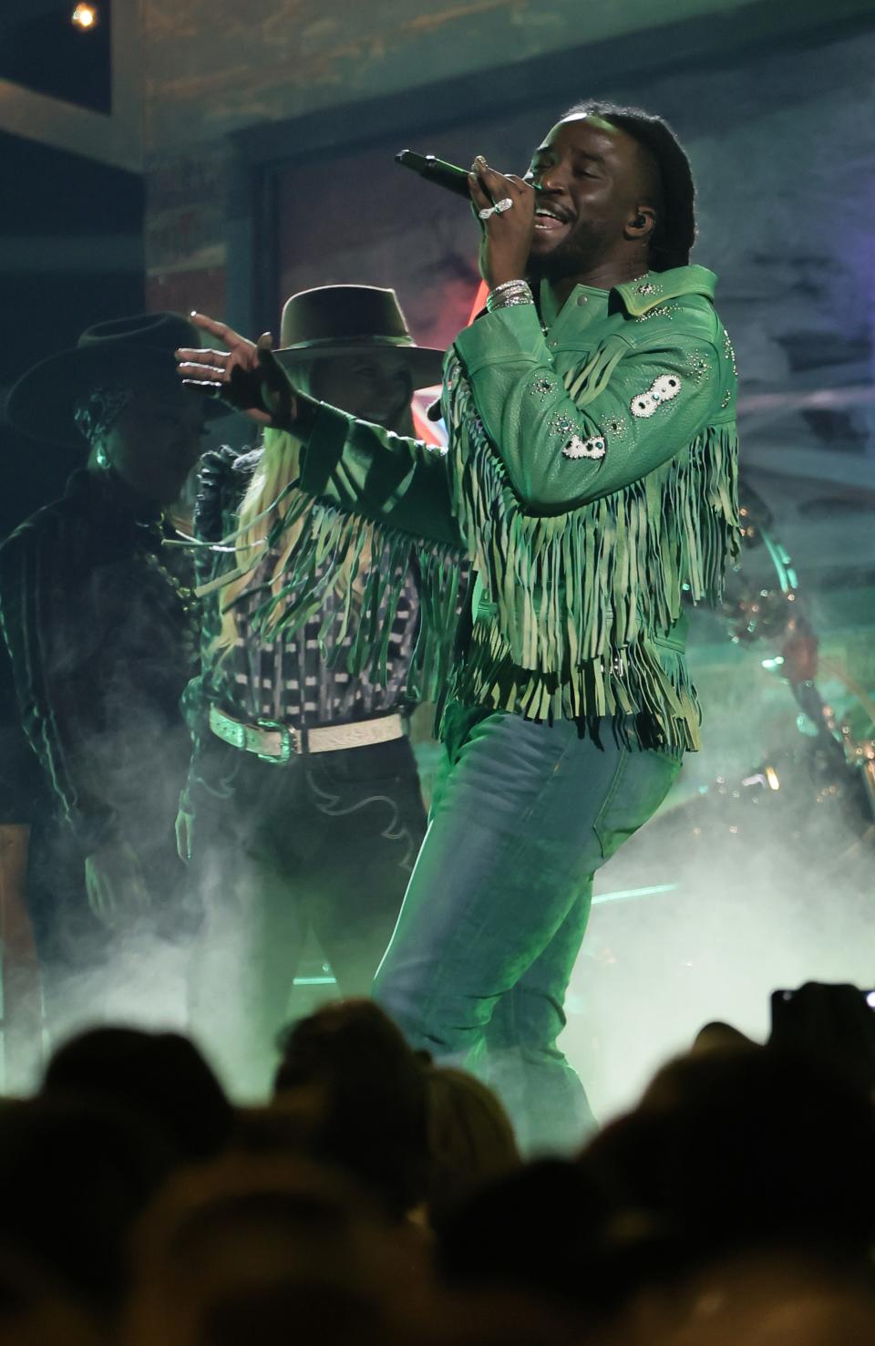 Shaboozey performs at the CMA Awards on Nov. 20, 2024, in Nashville.