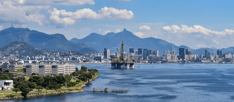 An oil exploration platform, Guanbara Bay, Rio de Janeiro.