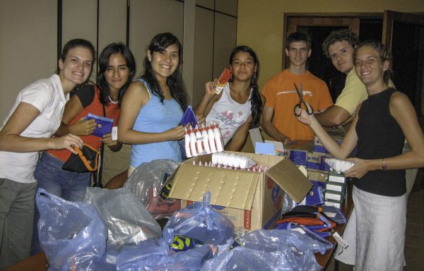 Members of the youth group in Asunción work on a service project.