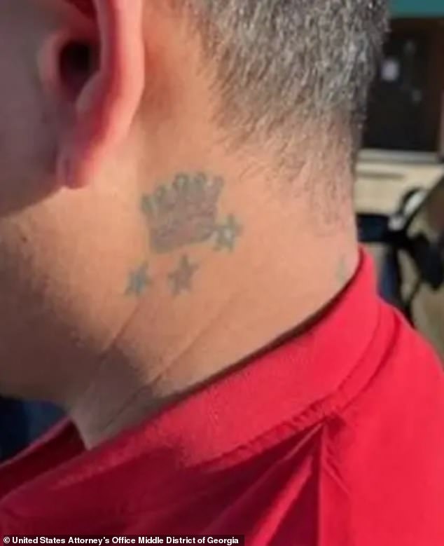 Diego Ibarra has a tattoo of a five-point crown of his neck, a symbol of association with the TDA