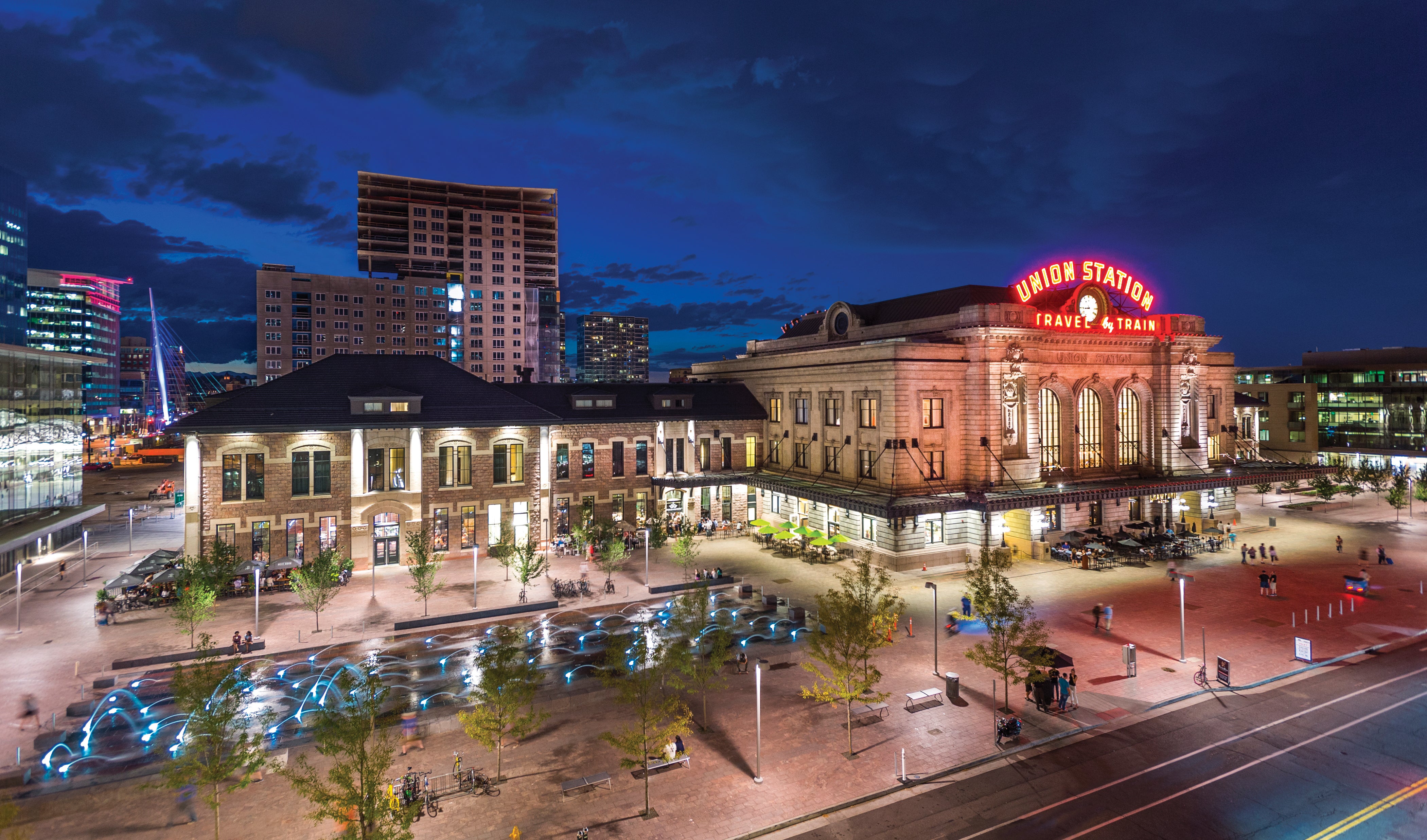 Denver Union Station at night