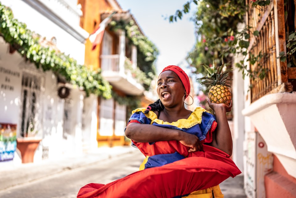 Lady dances in Cartagena, Colombia