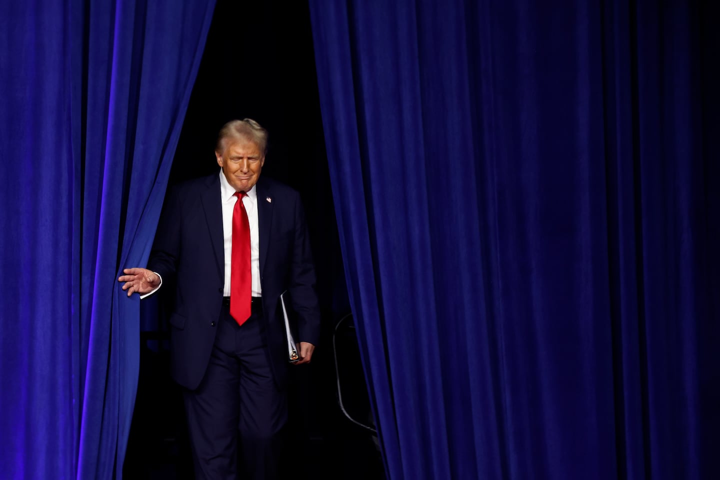 President-elect Donald Trump arrived to speak during an election night event at the Palm Beach Convention Center on Nov. 6 in West Palm Beach, Fla.