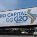 A G20 Summit banner is seen at the Brazil Avenue, north zone of Rio de Janeiro, Brazil, on November 7, 2024.