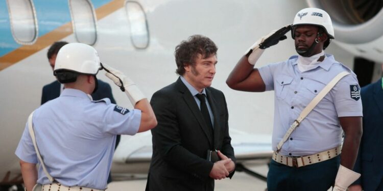 President Javier Milei arrives in Rio de Janeiro ahead of the G20 Leaders Summit.