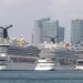 Carnival Cruise Line&rsquo;s Sunrise and Vista ships, along with the MSC Meraviglia, are docked at the Port of Miami, awaiting an eventual return to service. Sunrise will be part of a special group of sailing commemorating the nation&rsquo;s 250th birthday.