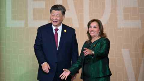 Peru’s President Dina Boluarte  welcomes China’s President Xi Jinping