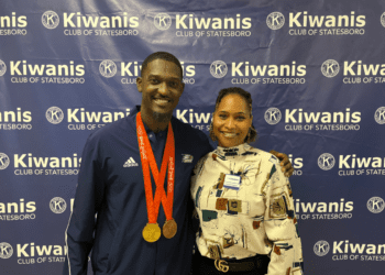 Coach and Olympian David Neville speaks to Kiwanis about shaping athletes with a ‘FOCUSED’ approach