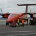 BBC A small plane at Nuuk Airport in Greenland.
