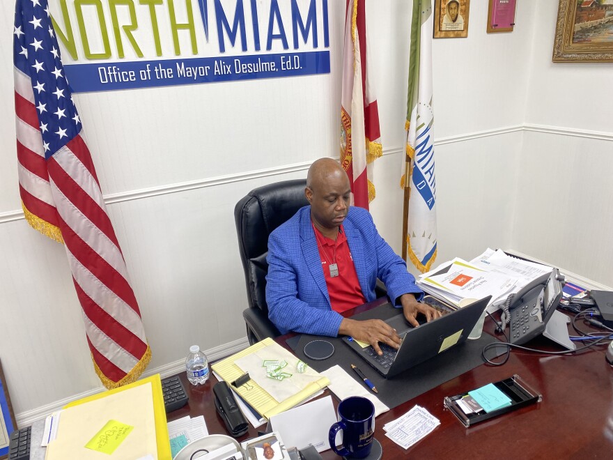 Haitian-American Mayor Alix Desulme at this North Miami office.