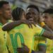 Brazilian national team players celebrate after scoring a goal during the 2026 FIFA World Cup qualifiers ahead of the Brazil vs Uruguay live stream