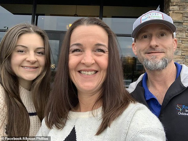 Laken Riley's family received some semblance of justice after months of torment on Wednesday when her killer was convicted and sentenced to life without the possibility of parole. Riley, 22, (left) is pictured with her heartbroken mother Allyson Phillips (center) and stepfather John Phillips (right)