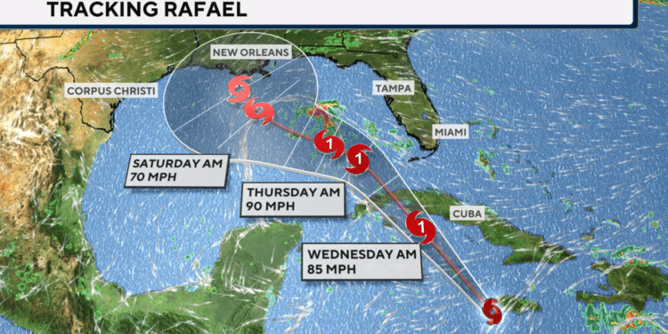 Hurricane Rafael forms in Caribbean as it approaches Cayman Islands, heads toward Cuba