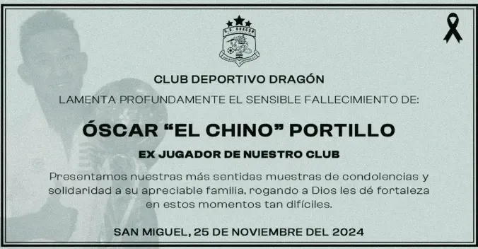 Dragón despidió a Portillo.