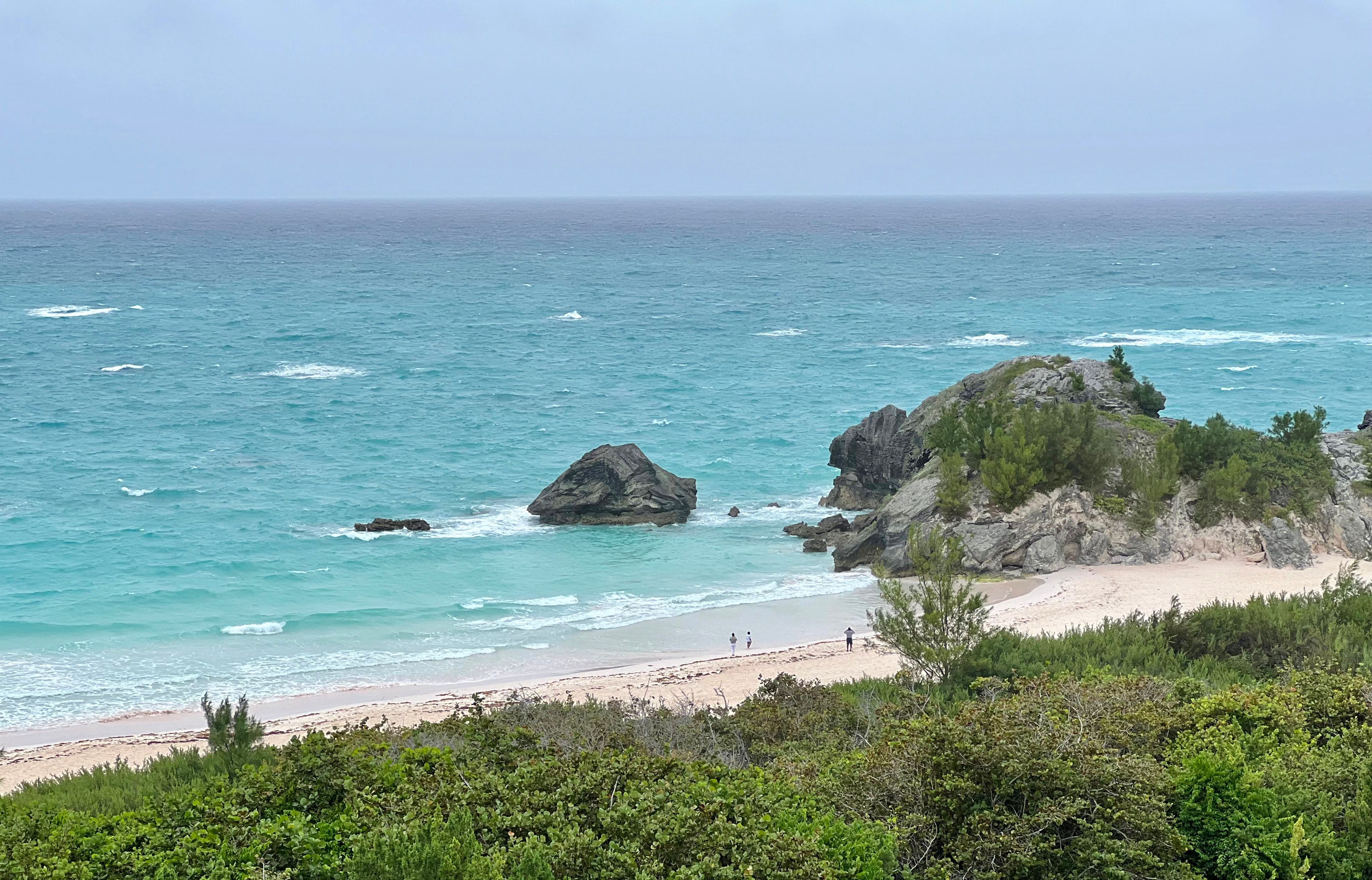 Horseshoe Bay Beach, Bermuda, pictured in 2022 as Hurricane Fiona, a Category 4 storm, churned towards the Atlantic island