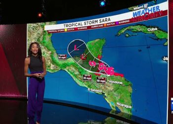 Sara raining out over Central America while the destructive US hurricane season draws to a close