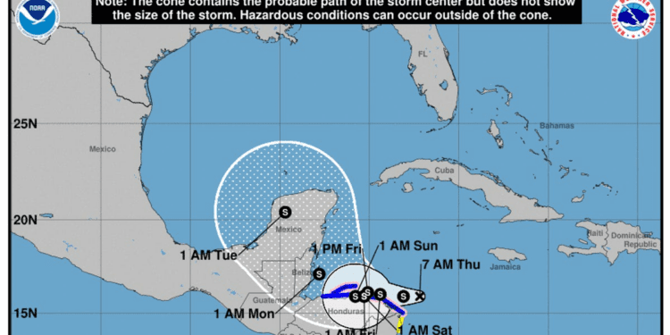 See path, models of what may become Hurricane Sara