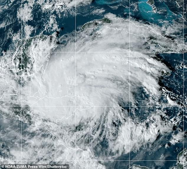 Tropical Storm Sara, pictured in a satellite image, has made landfall in Honduras and is lashing Central America with 'life-threatening' torrential rains. Sara hit land late Thursday about 105 miles northwest of the Cabo Gracias a Dios, a cape near the Honduras-Nicaragua border