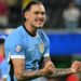 Uruguay’s Darwin Núñez celebrates victory over Brazil in the Copa America 2024.
