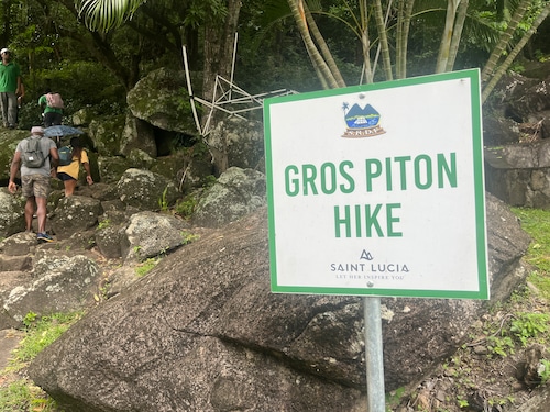 The sign marking the beginning of the Gros Piton hike in St. Lucia.