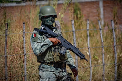 A member of the Mexican army in Culiacán on October 22.