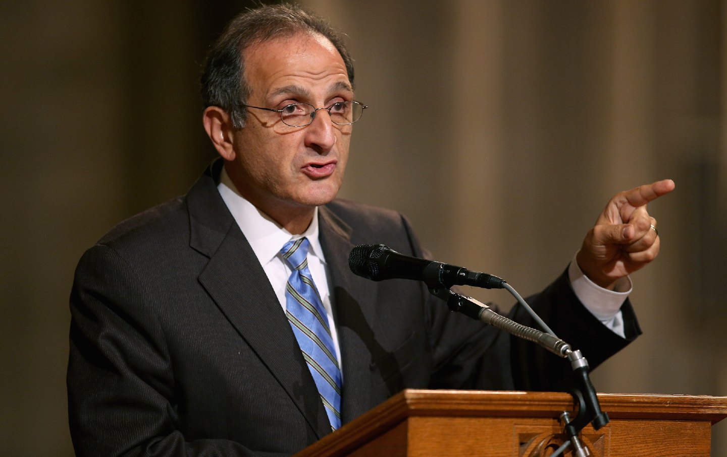 Dr. James Zogby participates in a panel discussion about the Muslim experience in America at the Washington National Cathedral on October 23, 2012, in Washington, DC.