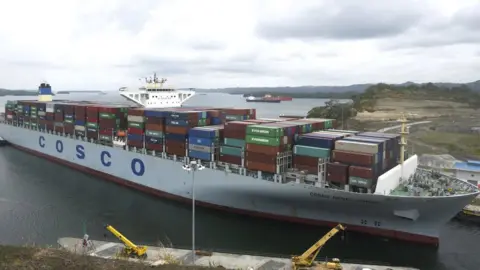 AFP Chinese container ship in the Panama Canal