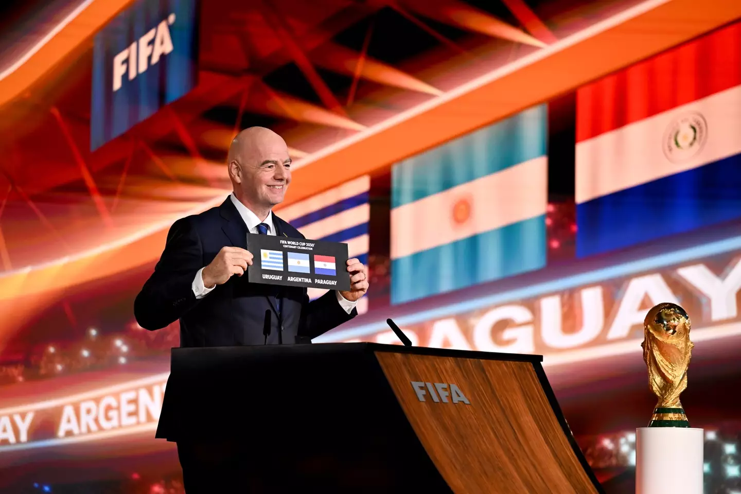 Infantino announces Morocco, Portugal and Spain as the hosts of the FIFA World Cup 2030. Image credit: Getty