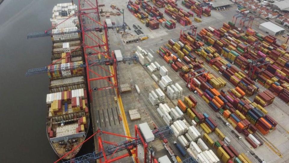 Aerial view of the port of Buenos Aires, on the River Plate