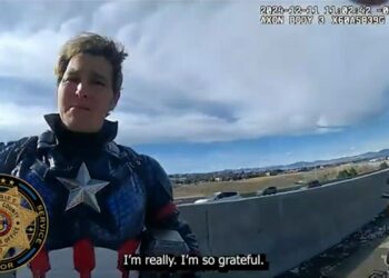 Watch: Colorado deputy helps Captain America after motorcycle breakdown