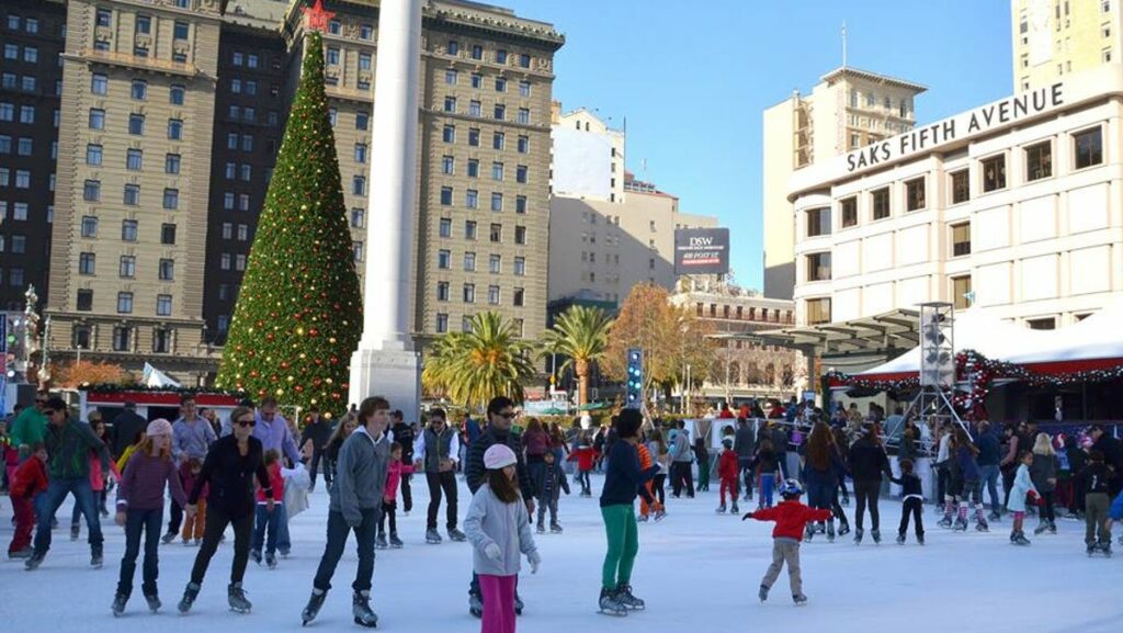 Ice skating rink in Union Square, Hotel del Coronado voted best in US